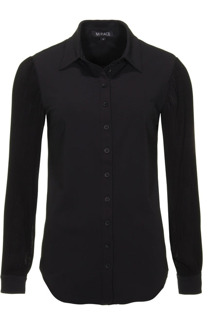 Mi Piace Travel blouse plisse black 202258 Stretchshop.nl