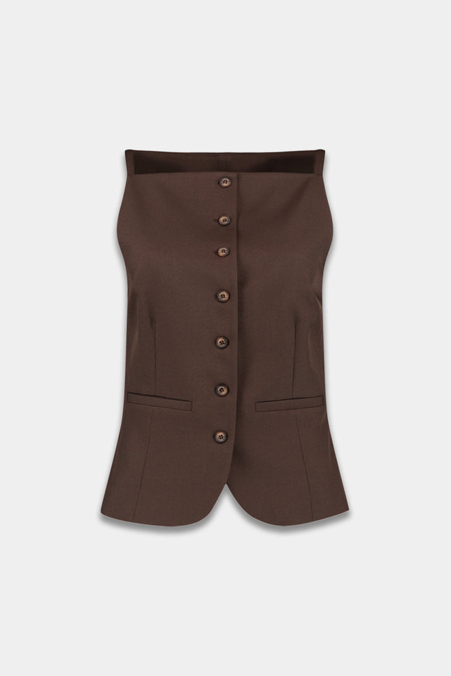 Harper & Yve Gilet Rey Saddle Brown SS6N206 Stretchshop.nl
