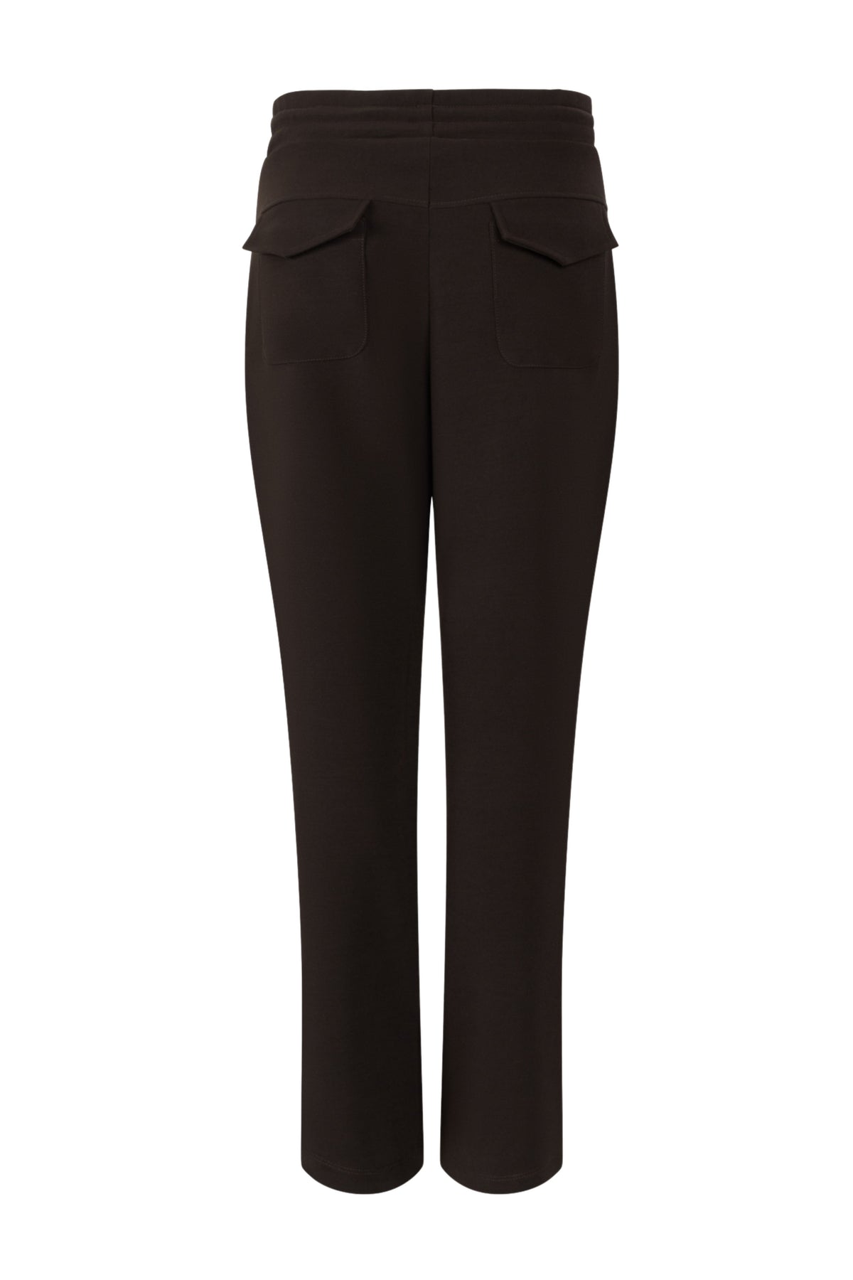 Zoso Travel Broek Joy Espresso, comfortabele reisbroek met elastische taille en zakken, geschikt voor reizen en casual draagstijl