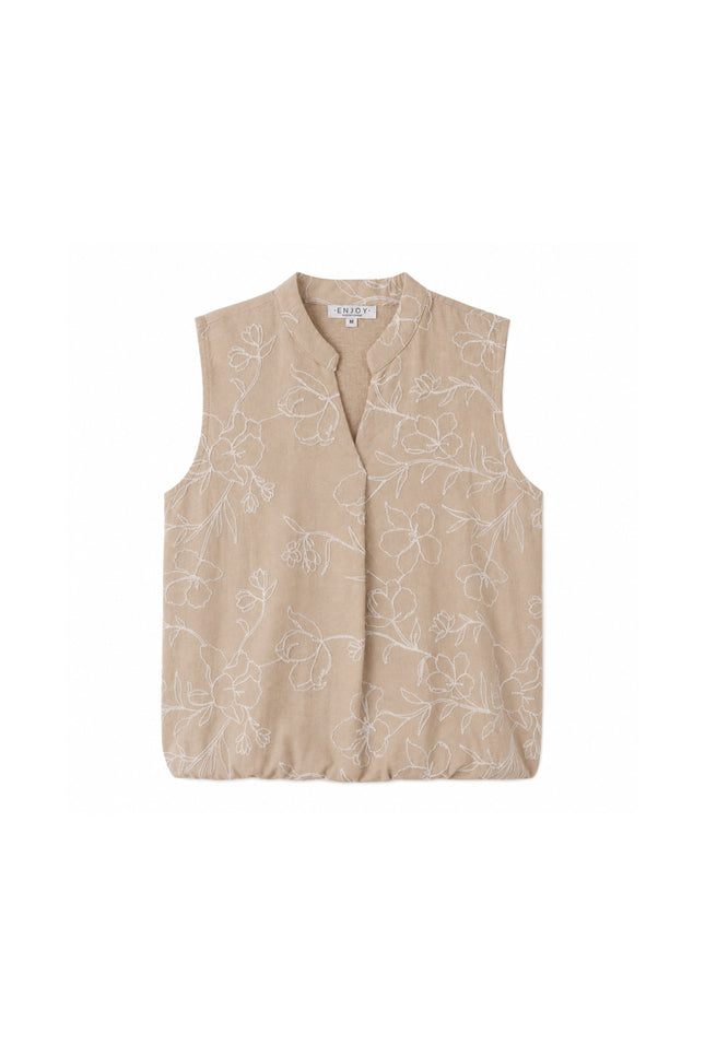 Blouse Bloemenborduur Zand 127626