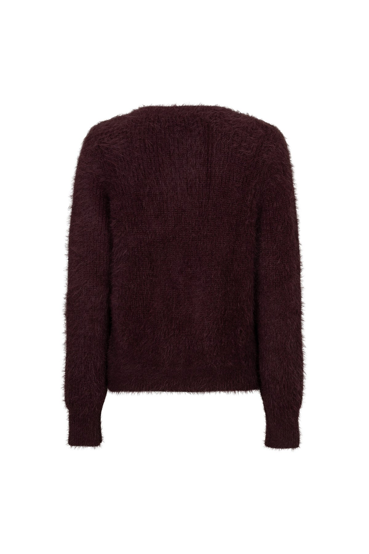 Fuzzy burgundy vest van Red Button, zachte en warme damesvest met comfortabele pasvorm en opvallende kleur.