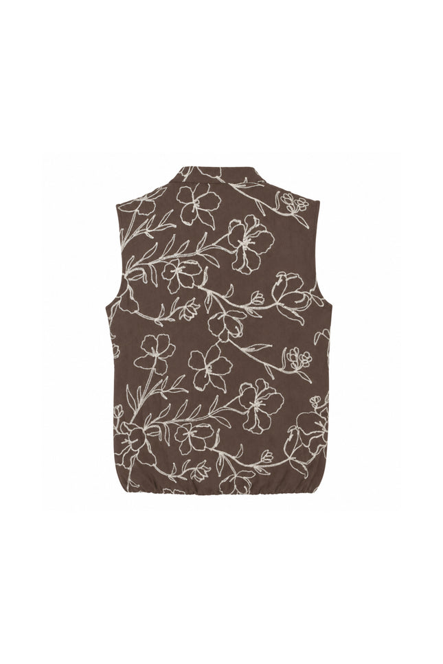Blouse Bloemenborduur Bruin 127626