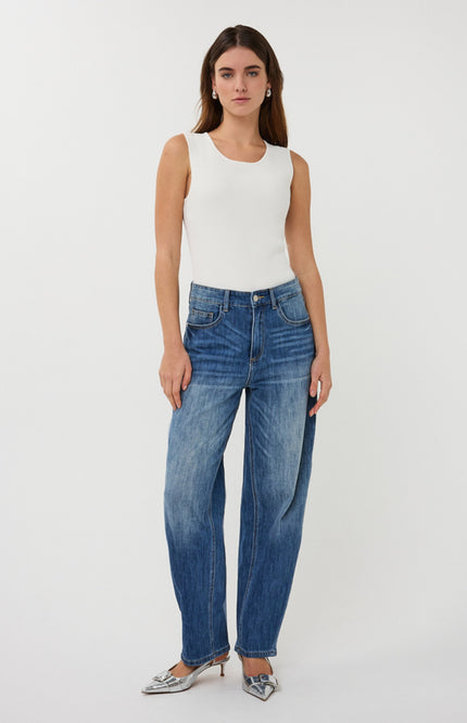 EsQualo Jeans Barrel Fit Jeans Blue SP26.12017 Stretchshop.nl