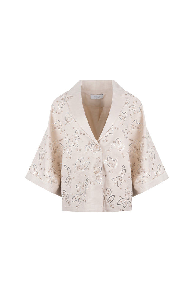 Nukus Blazer Bregje Paillet Sand NKS11011 Stretchshop.nl