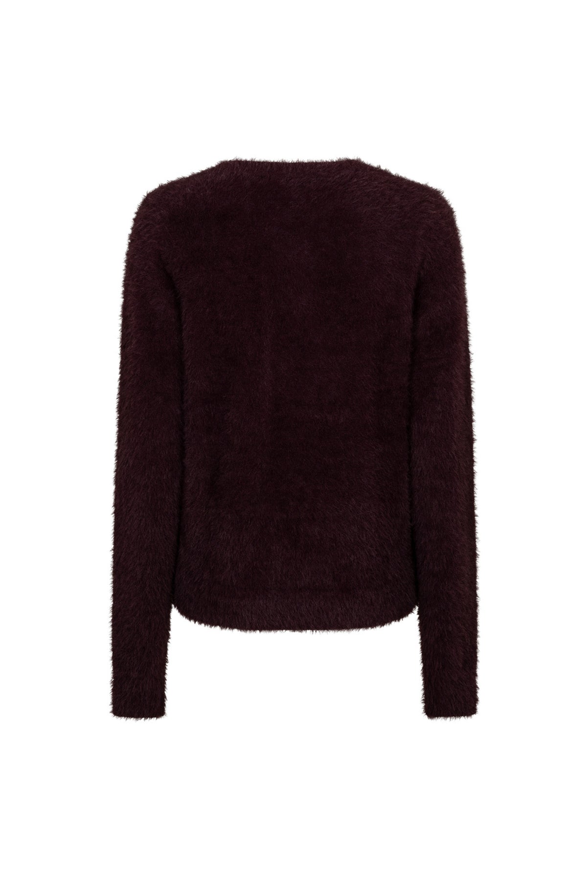 Zwarte, zachte fuzzy top van Red Button in bordeauxkleur met lange mouwen en comfortabele pasvorm.