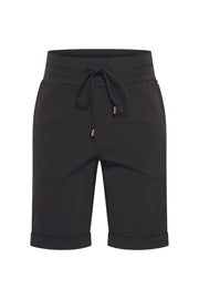 Zwarte reisshort van Mi Piace met elastische taille en casual pasvorm, geschikt voor comfortabele vakantiedagen.
