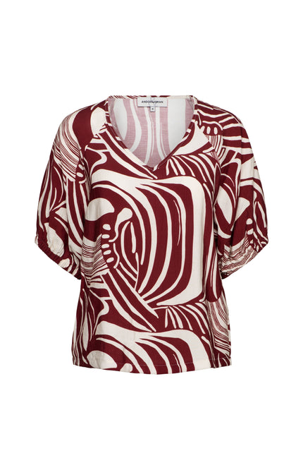 &Co woman Top Amelia Weave LC-Claret Multi TO375 Stretchshop.nl