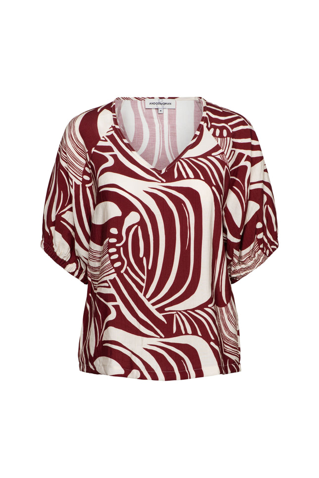 &Co woman Top Amelia Weave LC-Claret Multi TO375 Stretchshop.nl