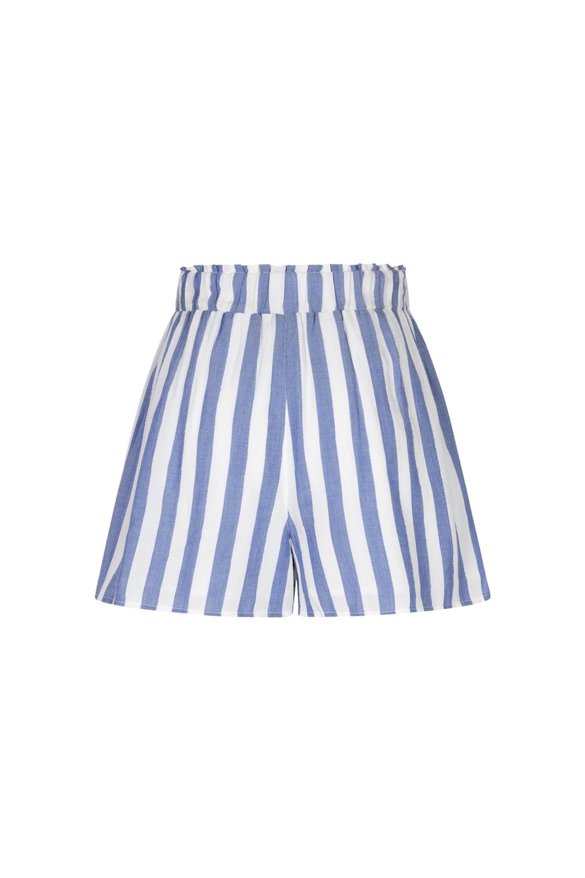 Ibana Short Shalita Raya in blauw, kleurrijk en comfortabel, met florale print en losse pasvorm.