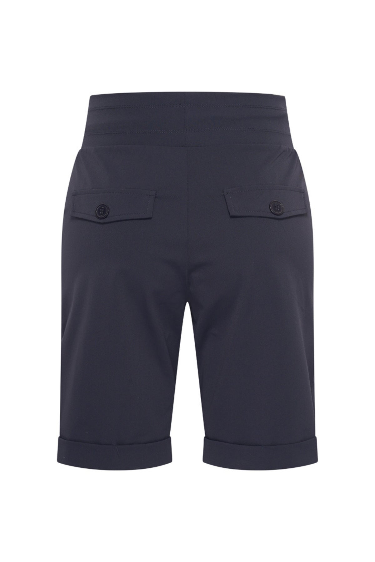 Navy blauwe reisshorts van Mi Piace, comfortabele korte broek voor reizen en vrije tijd, gemaakt van zachte stof.