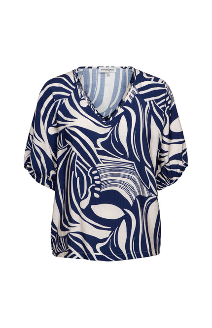 &Co woman Top Amelia Weave B-Blue Multi TO375 Stretchshop.nl