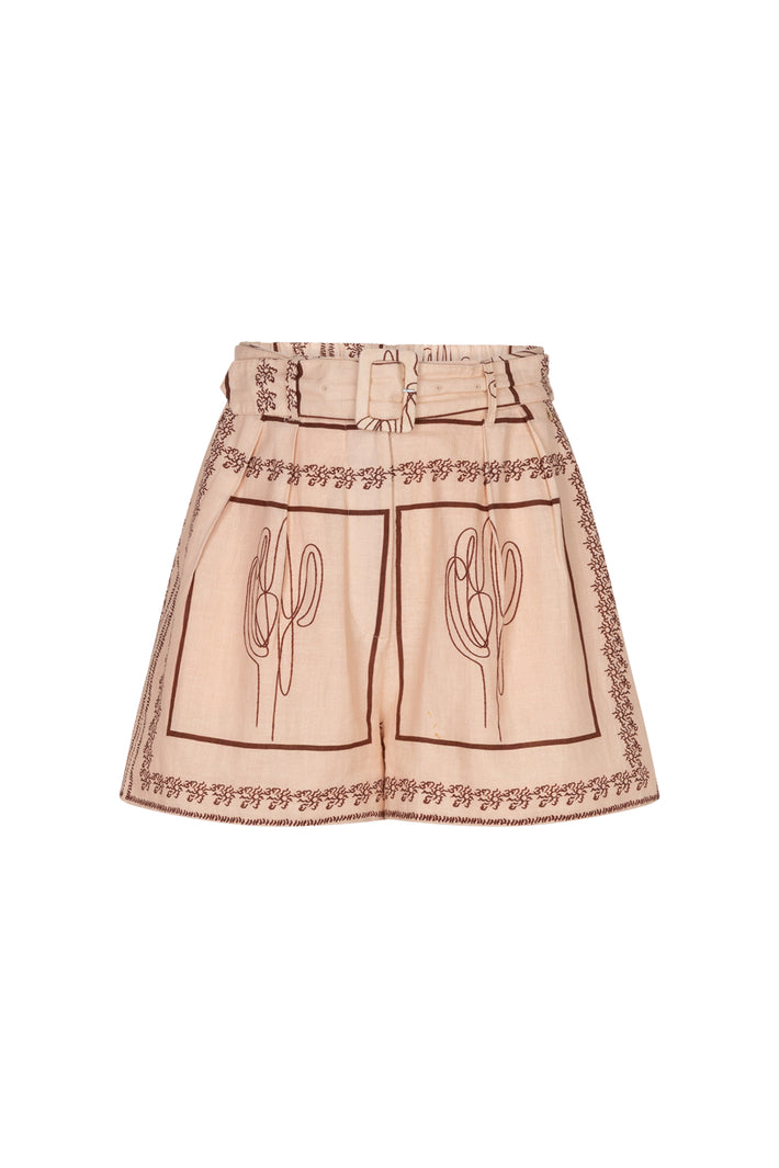 Ibana Short Serina Desert Ventana met bloemenpatroon en lichte stof, geschikt voor zomerse casual outfits.