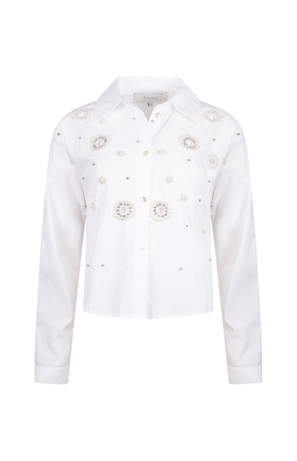 Nukus Blouse Noor Pearl Offwhite NKS02106 Stretchshop.nl