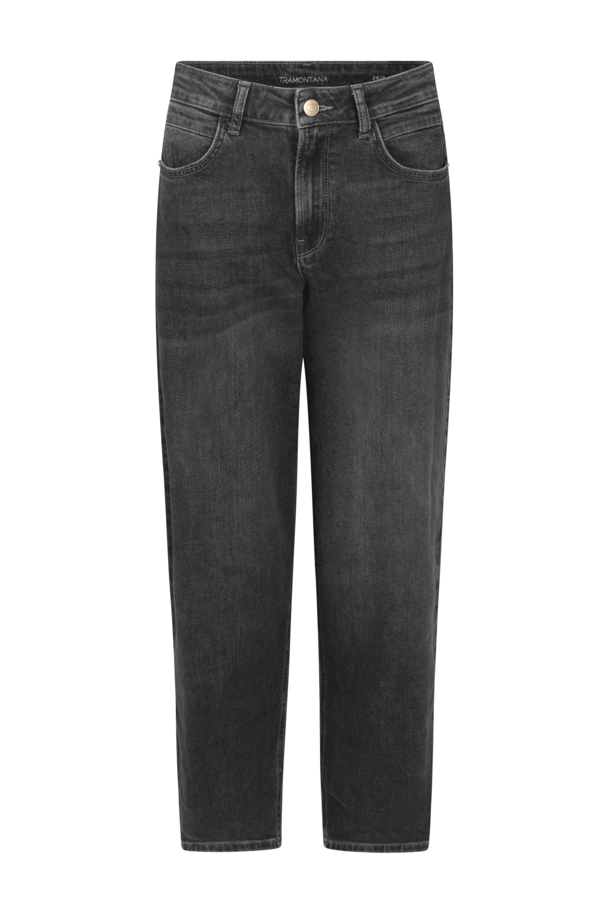 Donkergrijze denim broek Tramontana Barrel Fit met een casual pasvorm en vijf zakken, geschikt voor dagelijks gebruik.