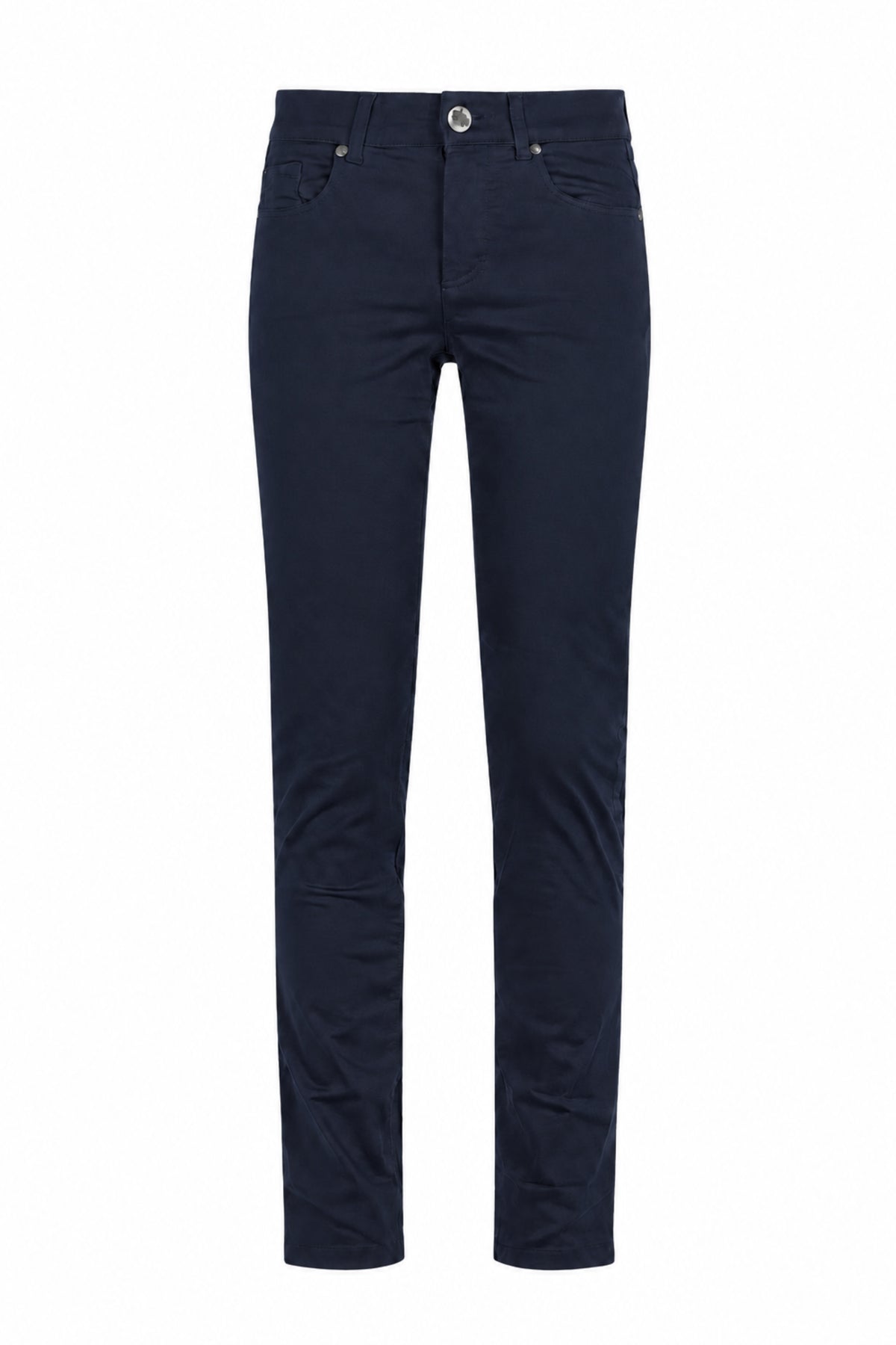Enjoy 5-pocket indigo broek met ritssluiting en details, casual damesmode, comfortabele denim broek in blauwe tint.