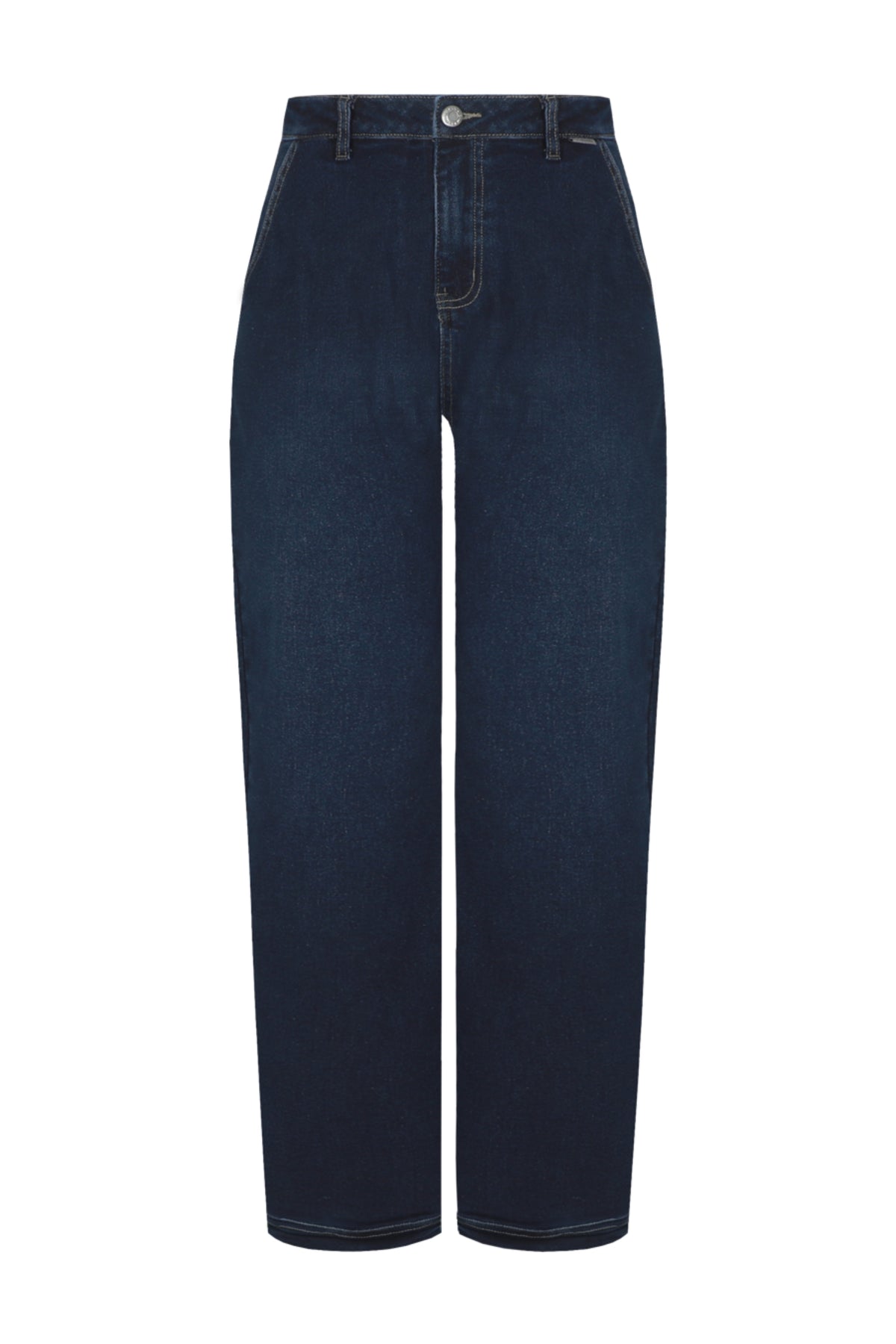 Donkere denim jeans van G-maxx met rechte snit en vijf zakken, zichtbaar op de afbeelding.