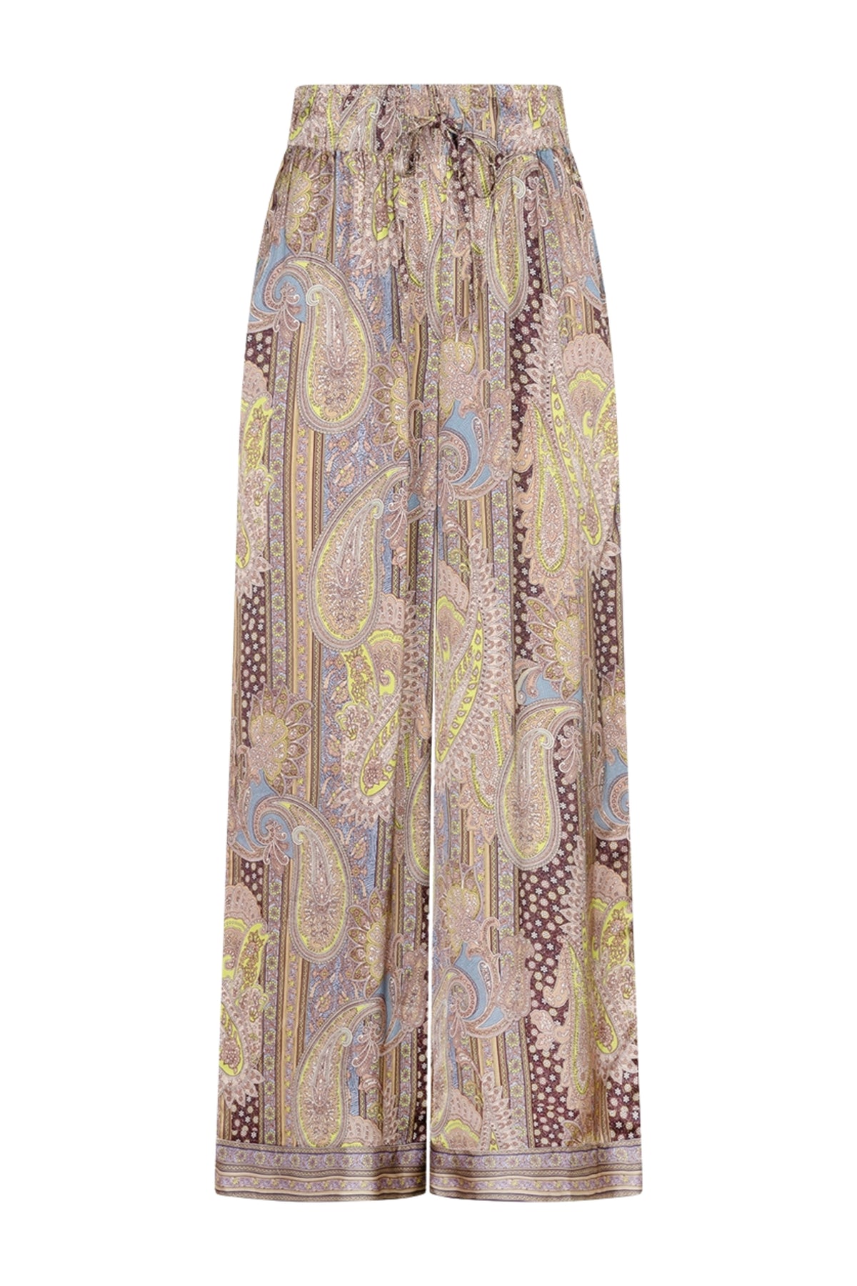 Ibana Piero Petal Flow broek, getailleerd model met bloemenpatroon en elastische taille, gedragen door een model.