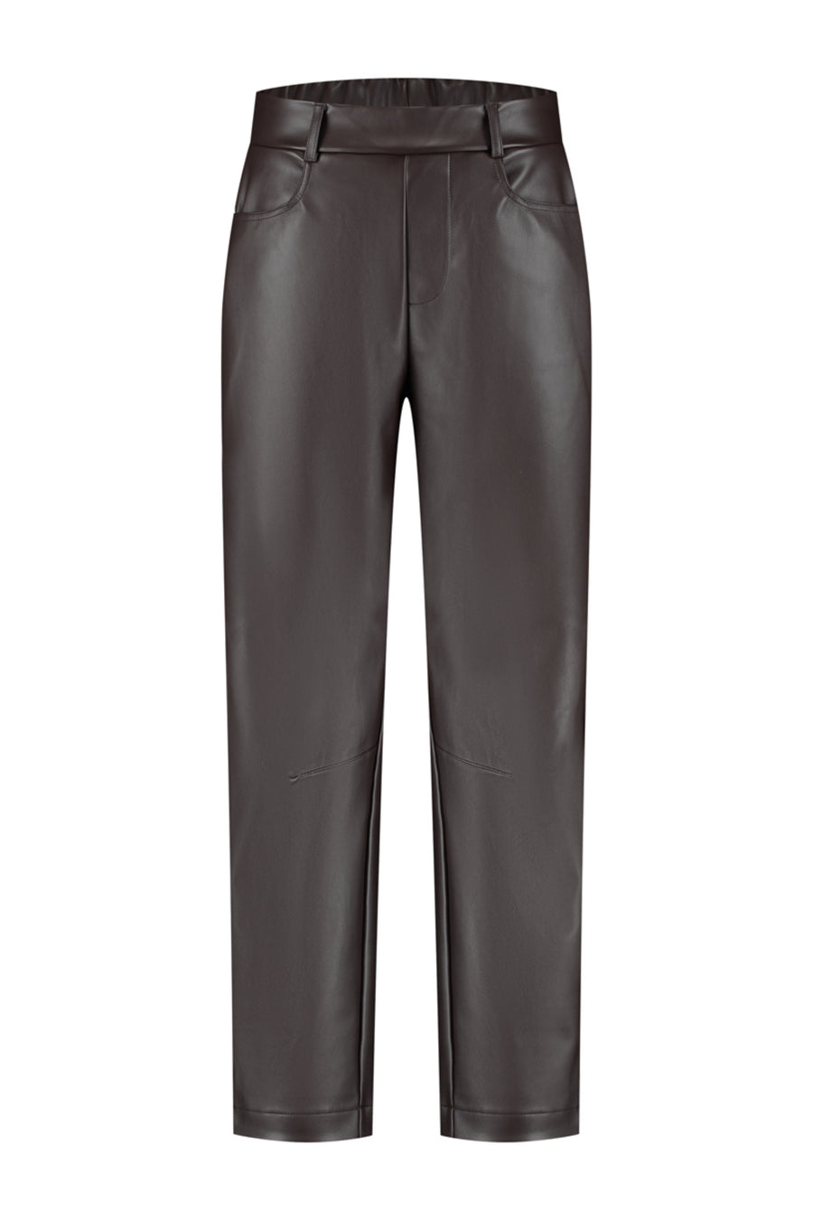 Donkere bruine broek Idina van Lady Day, recht model met comfortabele pasvorm en subtiele details.