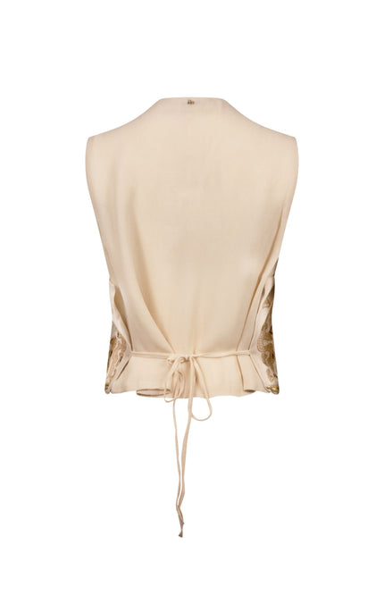 Nukus Gilet Momo Embroidery Sand NKS08027 Stretchshop.nl