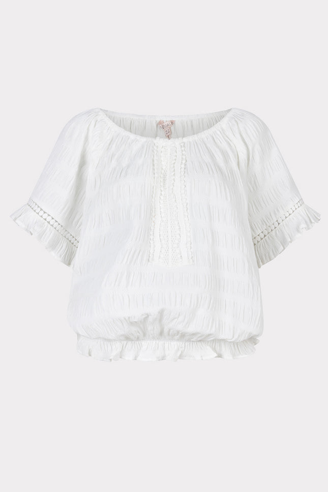 Blouse lace seersucker offwhite 14237