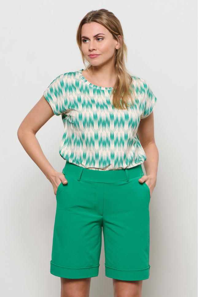 &Co woman Top lieke dancing lines green multi to242 Stretchshop.nl