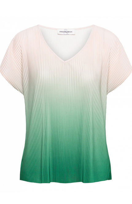 &Co woman Top jade plisse green multi to245 Stretchshop.nl
