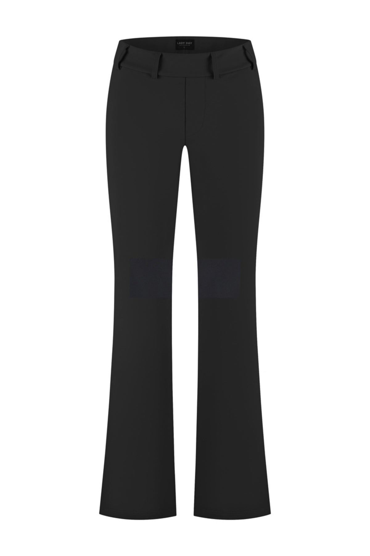 Zwarte Lady Day travel broek Poppy Soft Touch met comfortabele pasvorm en zachte stof, zichtbaar in de afbeelding.