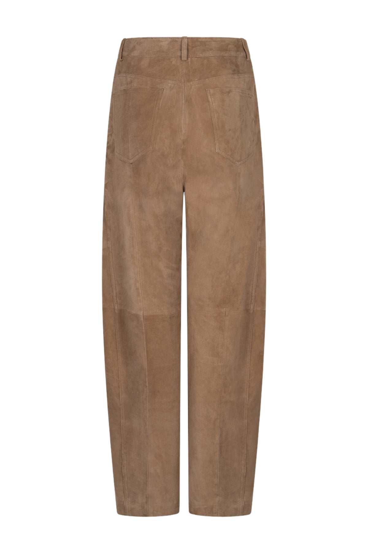 Ibana Parla suède broek in iced coffee kleur, rechte pasvorm en zachte stof, perfect voor casual en stijlvolle outfits.