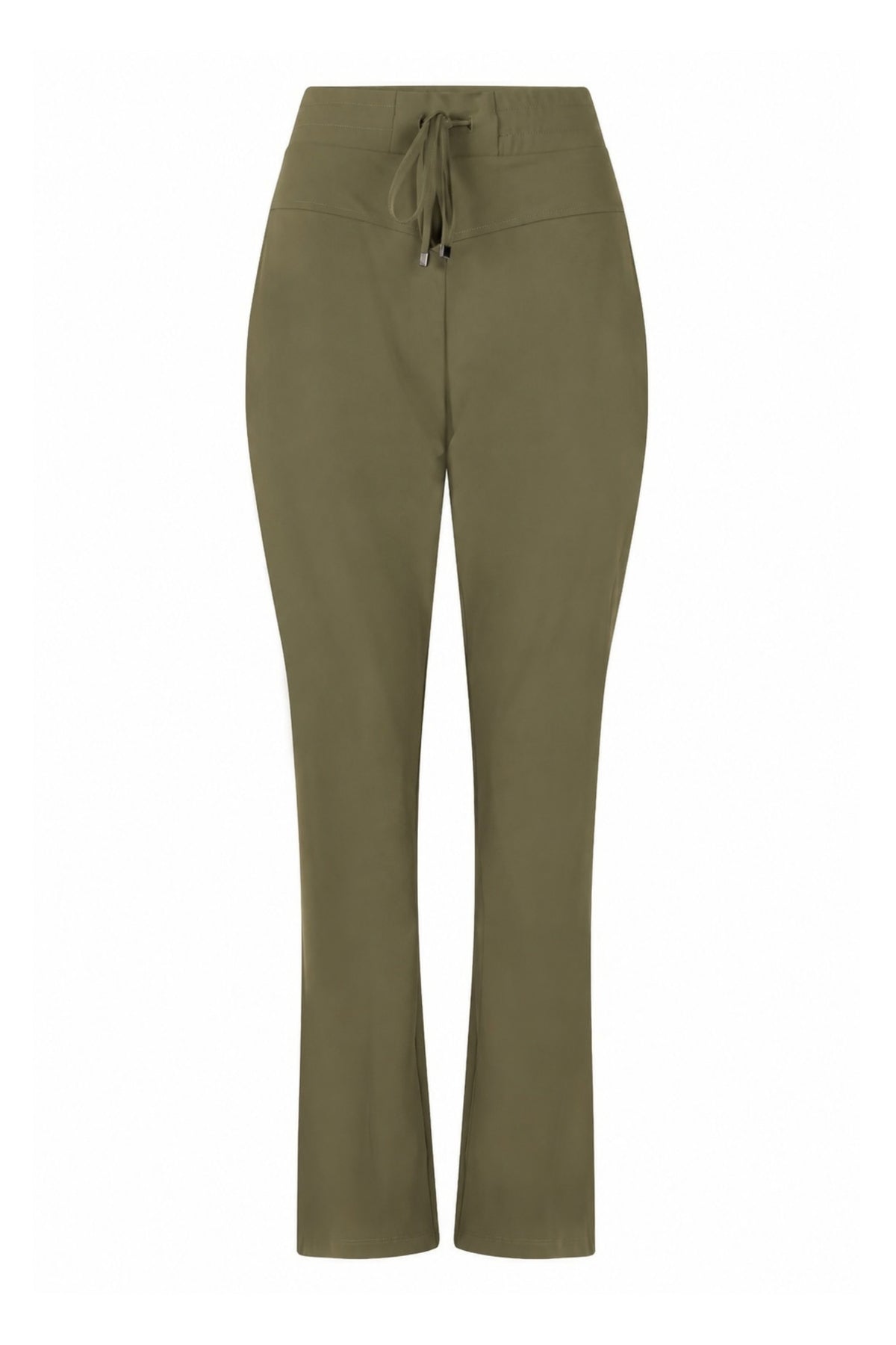 Zoso Travel Broek Joy Groen, comfortabele reisbroek met elastische taille en praktische zakken, voor dames en heren.