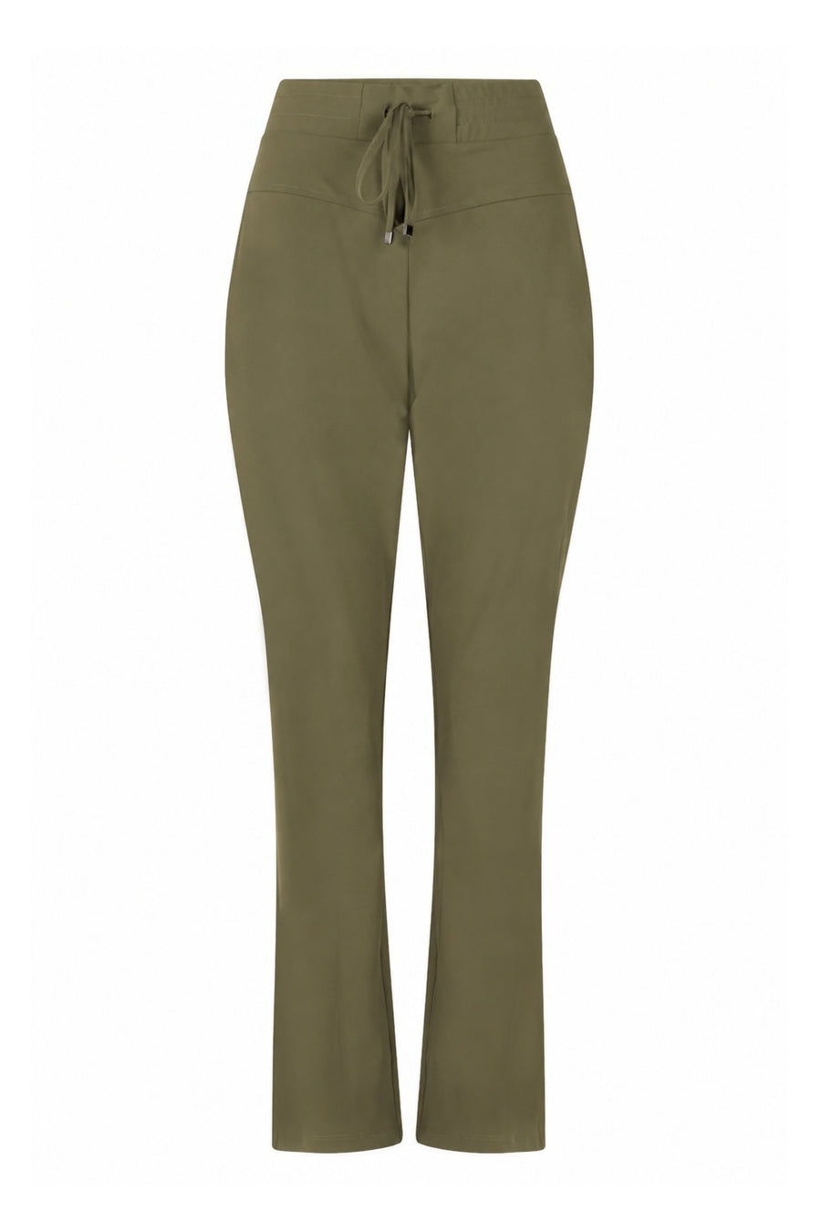Zoso Travel Broek Joy Groen, comfortabele reisbroek met elastische taille en praktische zakken, voor dames en heren.
