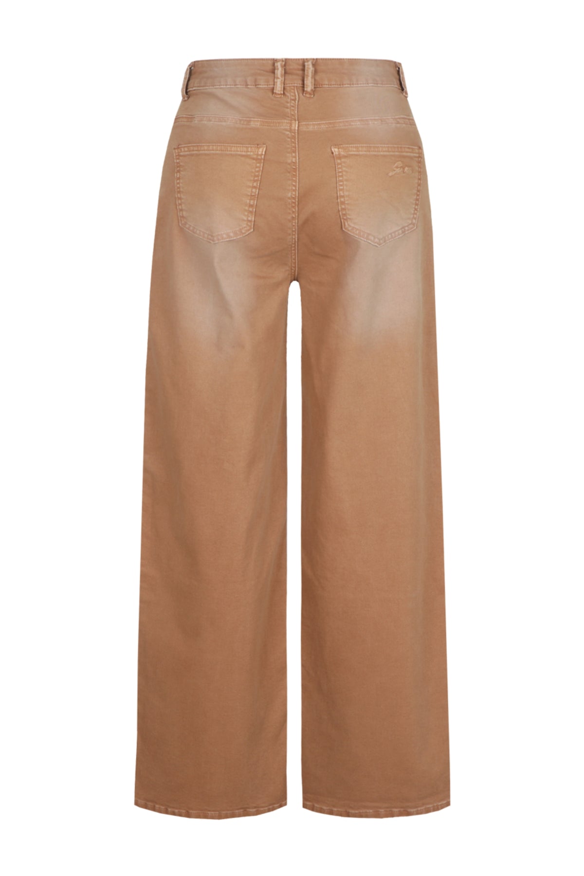 G-maxx Sunniva Brown Sugar jeans in bruin denim met pasvorm en details, getoond op een model.