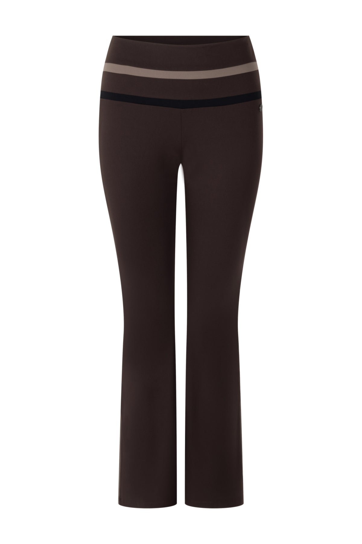 Reisbroek van Ann & You Chloe Espresso Mocha A26, getailleerd model in donkerbruin met praktische zakken.