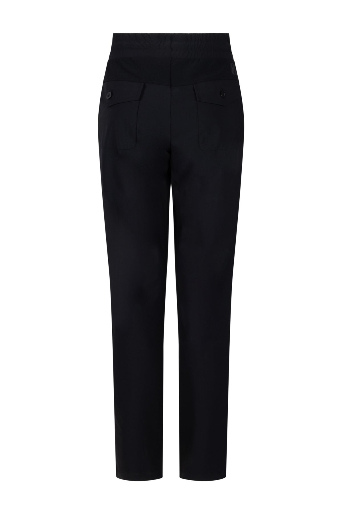 Zoso Travel Broek Jantine in zwart, comfortabele pasvorm en casual stijl, geschikt voor reizen en dagelijks gebruik.