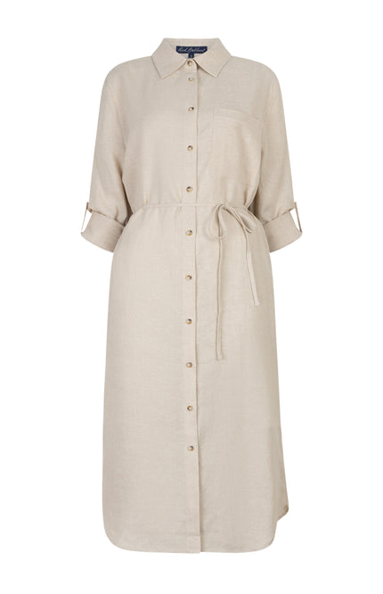 Red Button Jurk Linen Visco Melange Pebble SRB4772 Stretchshop.nl