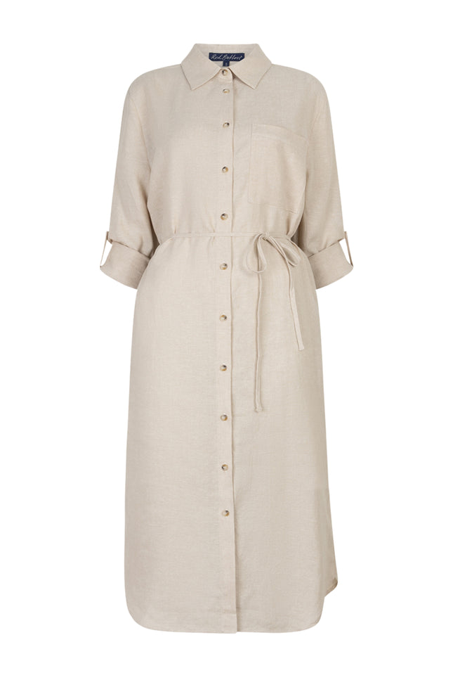 Red Button Jurk Linen Visco Melange Pebble SRB4772 Stretchshop.nl