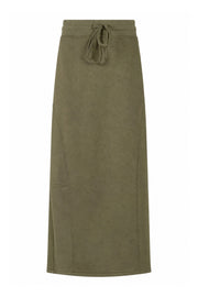 Groene Cristal Rok van Zoso met glanzende afwerking, getoond in een close-up afbeelding.