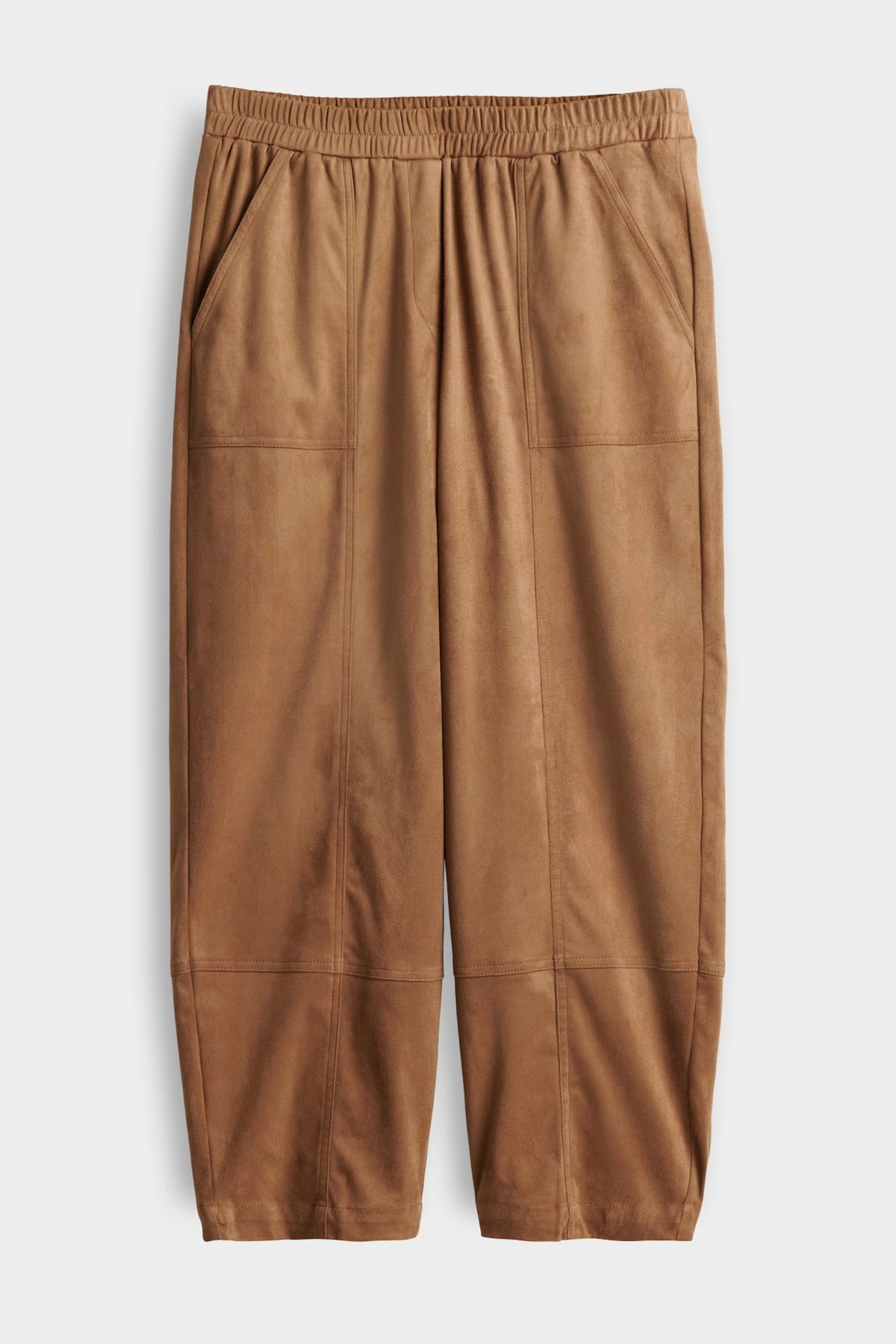 Opus Myha Barrel Velours Ginger Bread broek met comfortabele pasvorm en zachte velours stof, getoond in de afbeelding.
