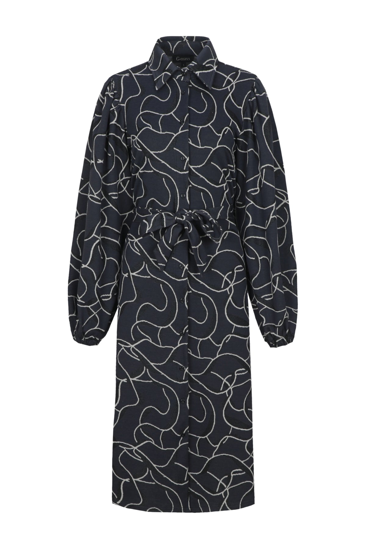 G-maxx Liobhan Dark Jeans jurk in blauw en zwart met een casual pasvorm en modieuze details in een stijlvolle afbeelding