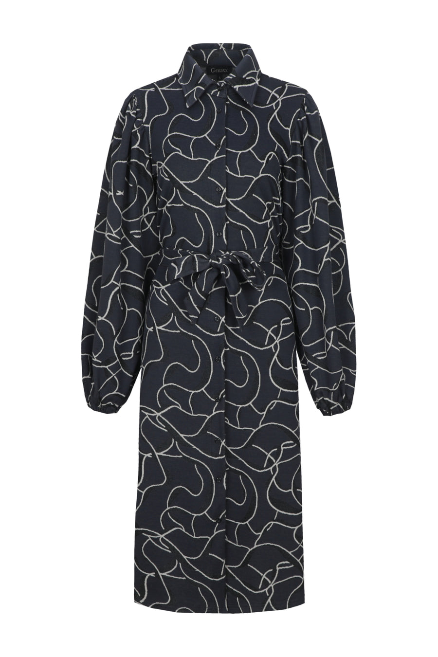 G-maxx Liobhan Dark Jeans jurk in blauw en zwart met een casual pasvorm en modieuze details in een stijlvolle afbeelding