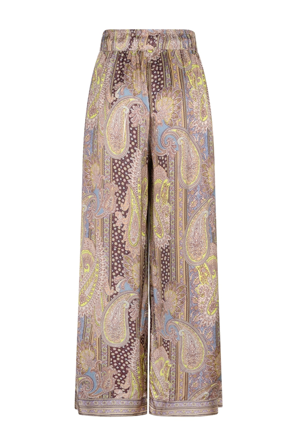 Ibana Piero Petal Flow broek met aansluitende pasvorm en bloemenprint, zichtbaar in de afbeelding.