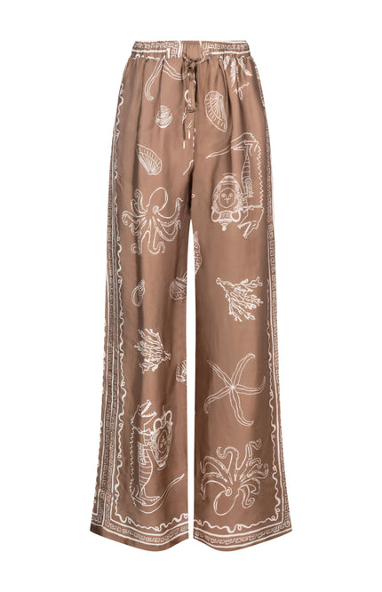 Nukus Broek Valerie Print Fango Offwhite NKS09106 Stretchshop.nl