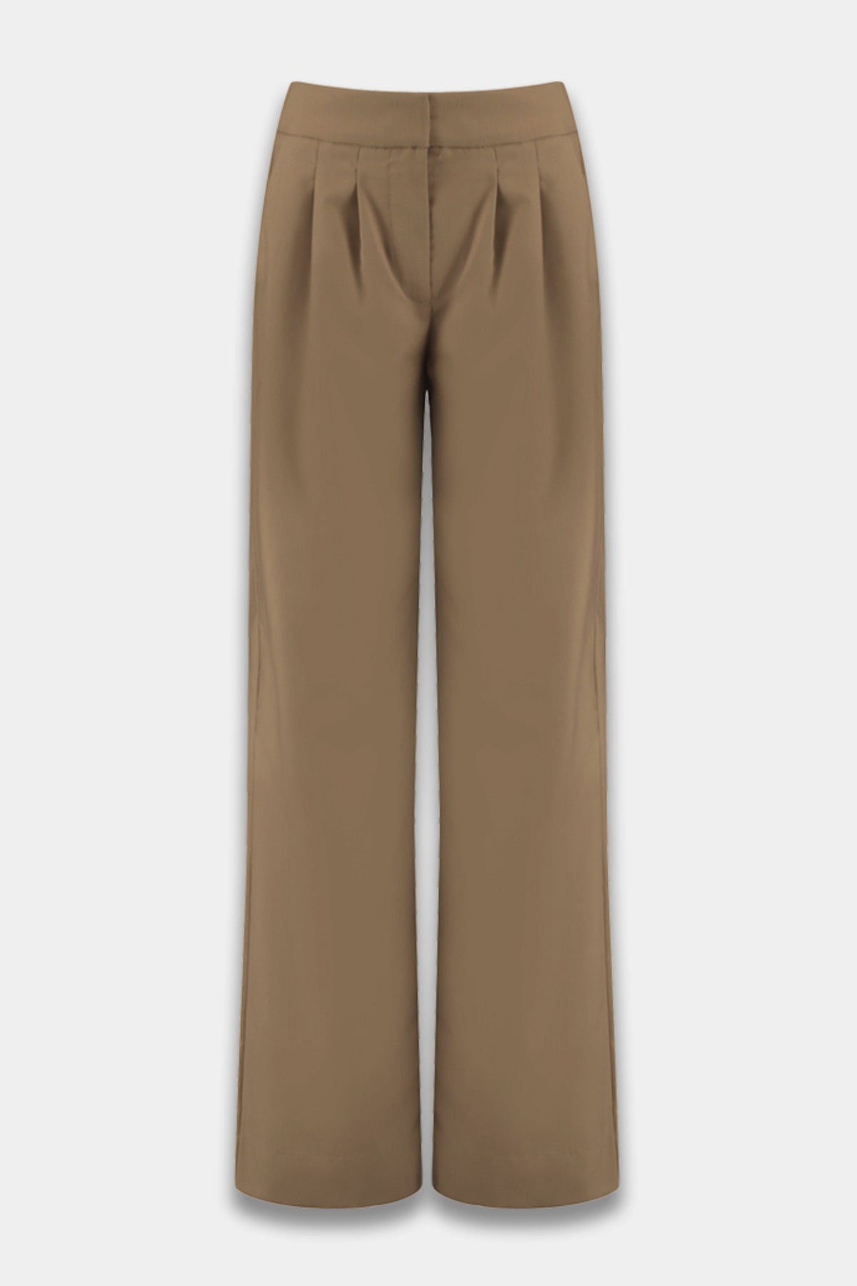 Harper & Yve Sadie Muted Moss broek, casual pasvorm met elastische taille en zakken, in een zachte groentint voor dames