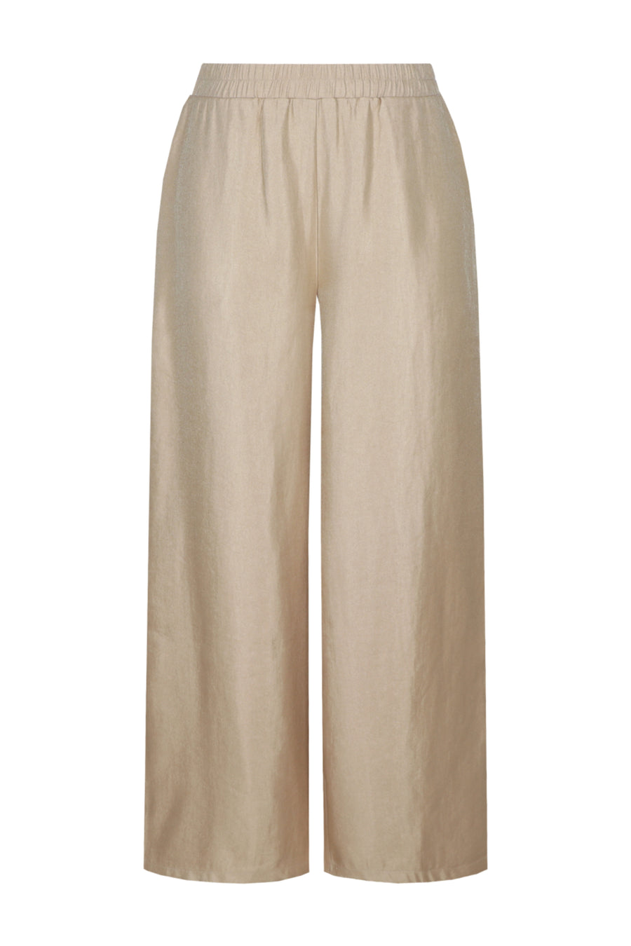 G-maxx Ashling light camel broek met rechte pasvorm en elastische taille, zichtbaar op de afbeelding.