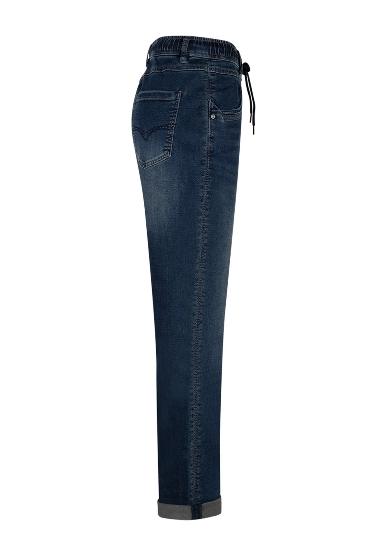 Grijze en blauwe denim broek Tessy van Red Button, maat L31, met een casual pasvorm en verstelbare taille.