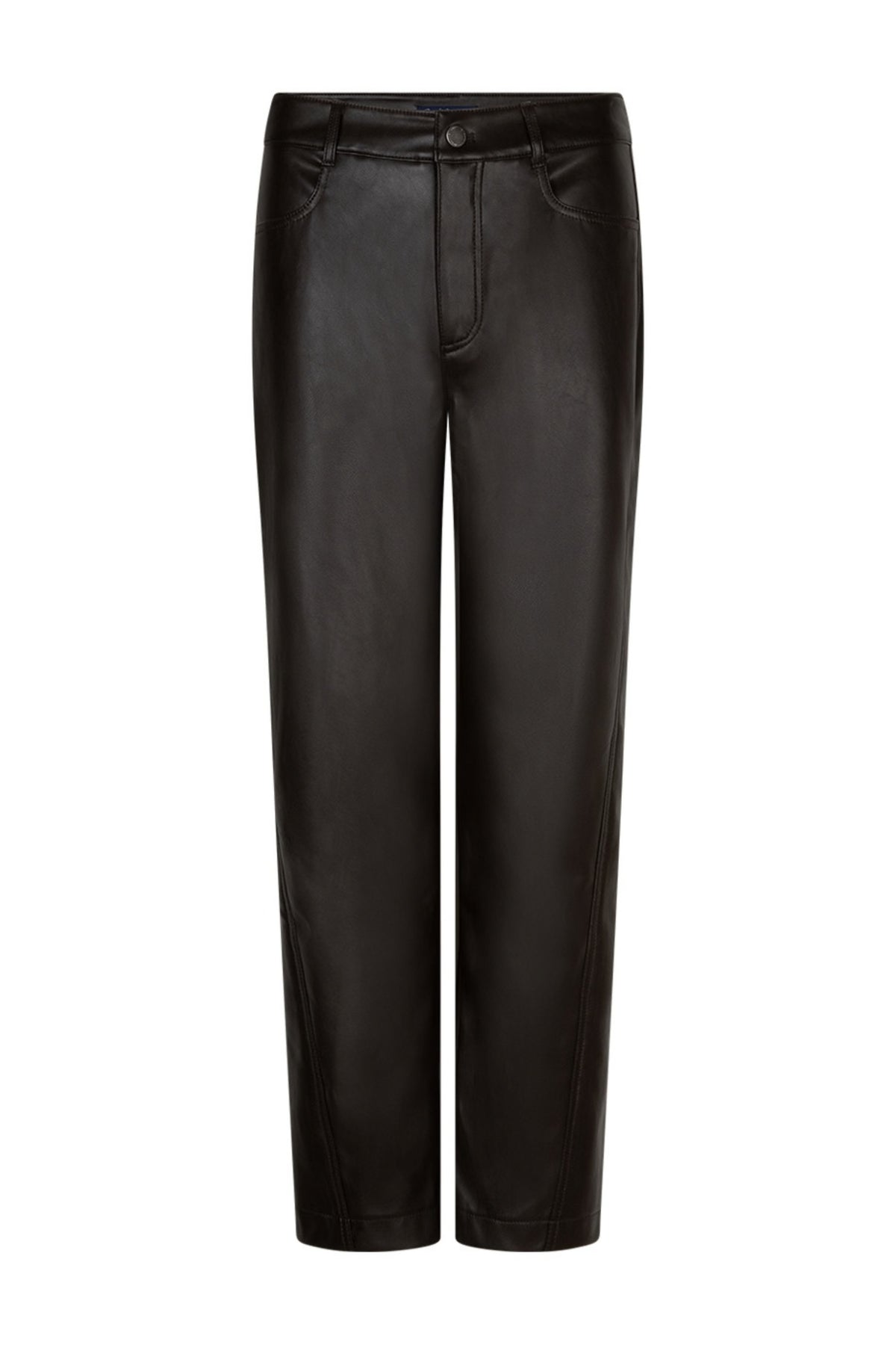 Lederen broek Caitlina van Red Button, getailleerd model met faux leren afwerking, L28presso pasvorm, stijlvolle damesbroek.