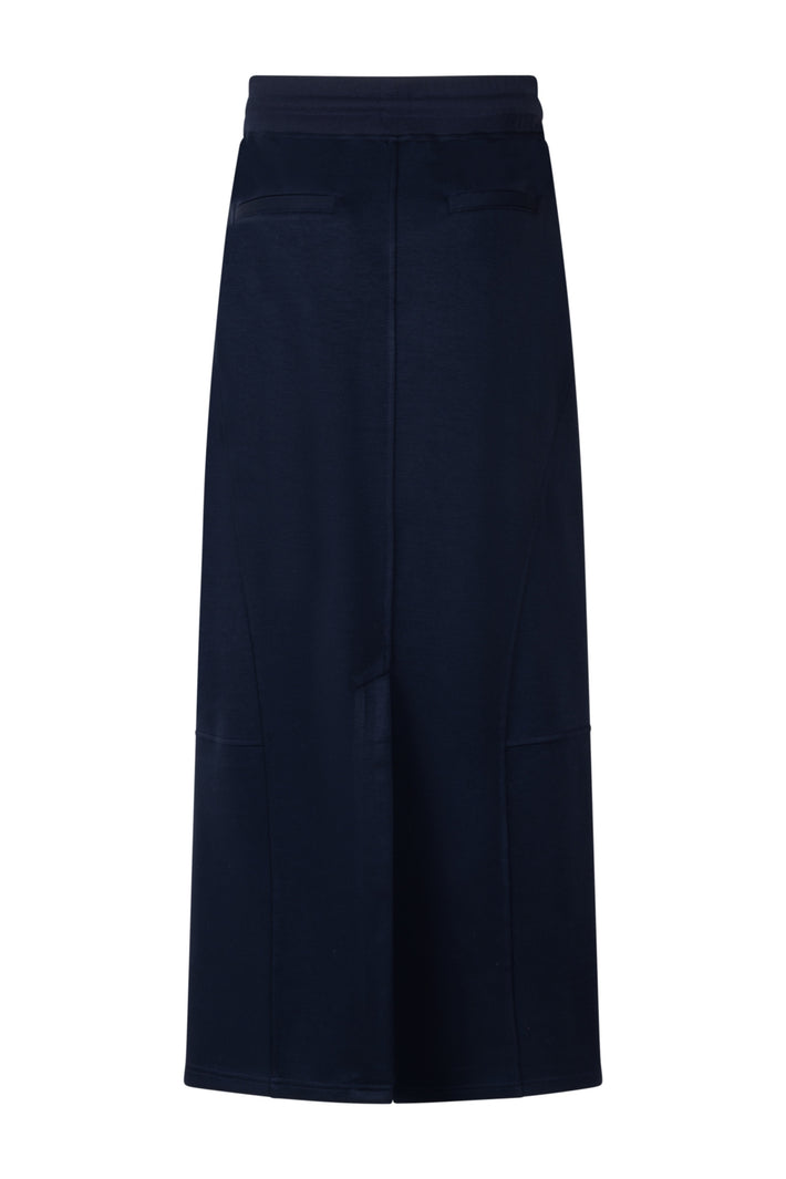 Zoso Cristal Navy rok met elegante snit en glanzende stof, zichtbaar in deze afbeelding.
