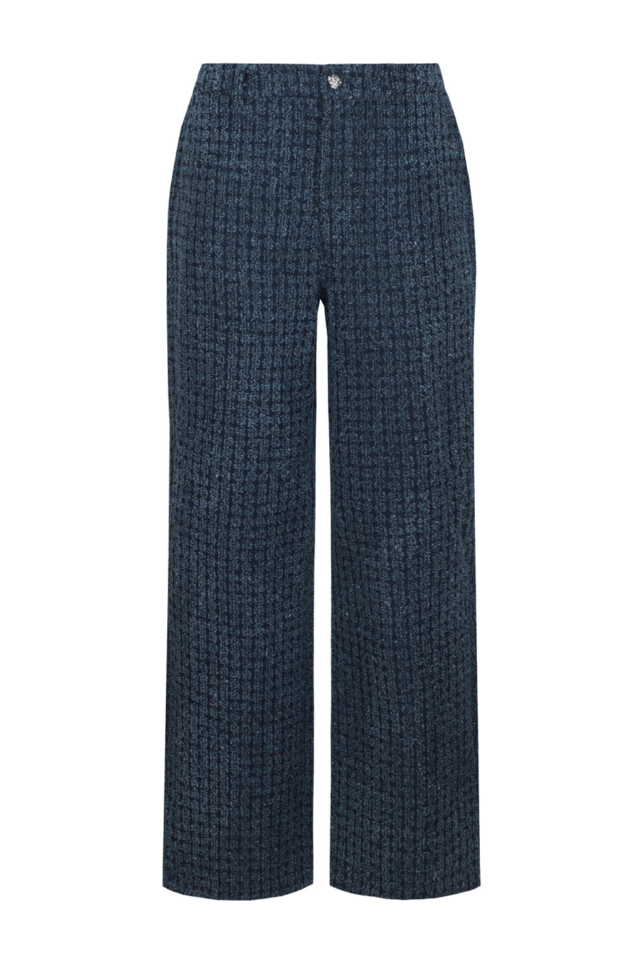 Donkerblauwe Keeva Denim jeans van G-maxx met rechte snit en klassieke vijfzakken, gedragen door een model.