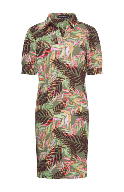 Mi Piace Travel Jurk Polo Branches Print Olive 202605 Stretchshop.nl