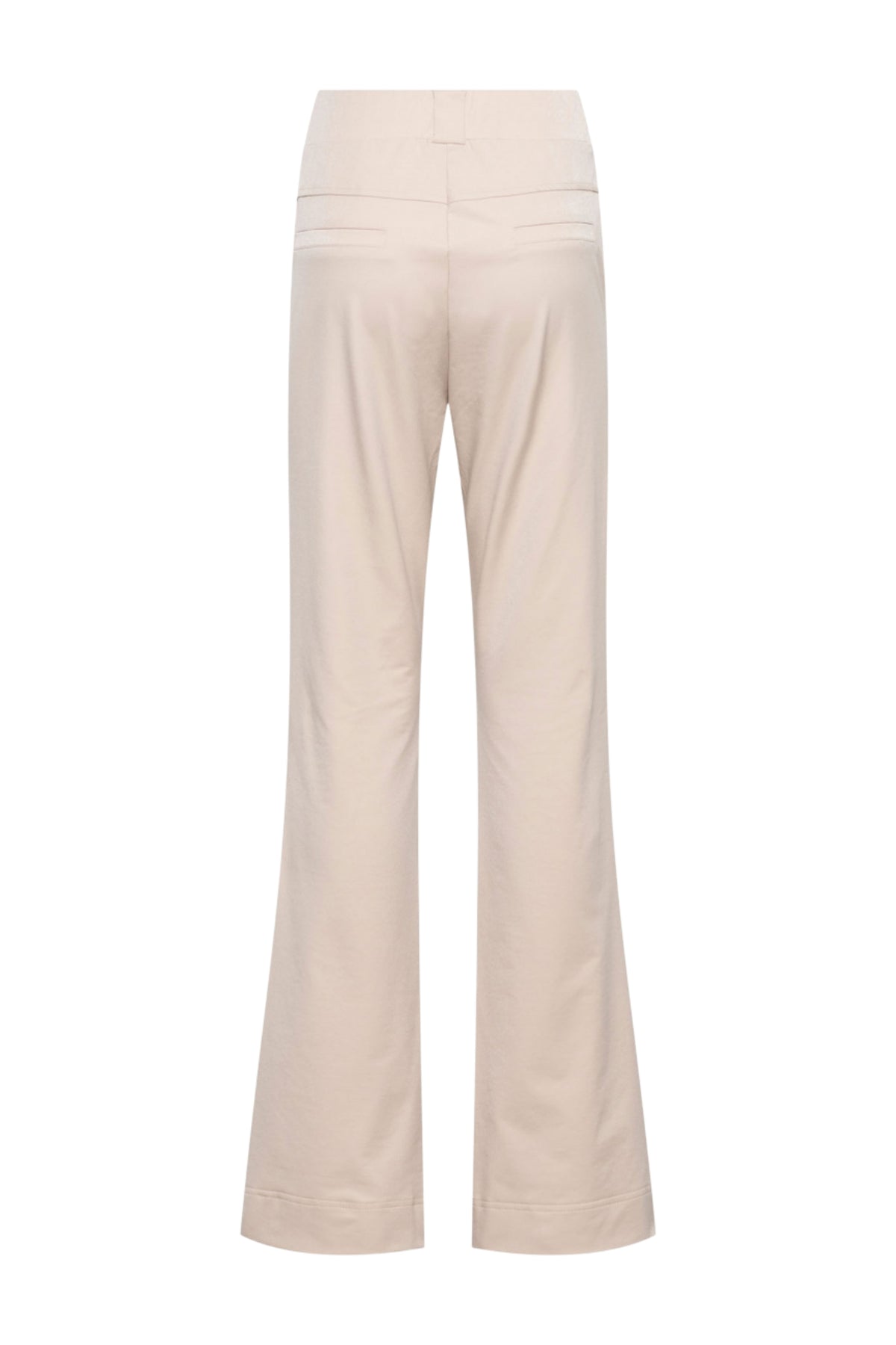 &Co woman Travel Broek Penelope Flare Sand met tailleband en pijpjes, geschikt voor casual en reizen.