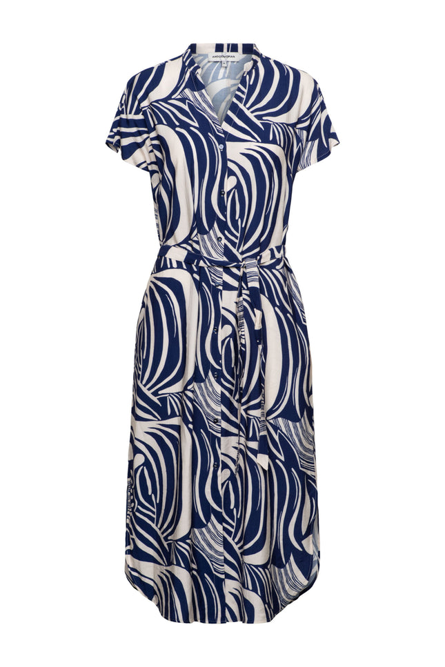 &Co woman Jurk Liva Weave Blue Multi DR311 Stretchshop.nl